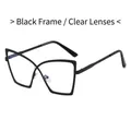 Lunettes de soleil œil-de-chat surdimensionnées avec monture noire et verres clairs - Monture Noire Verres Transparents