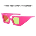 Bold oversized sunglasses with rose red frame and light green lenses for a trendy look - Rose Red Frame Green Lens