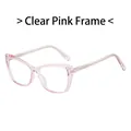 Fashionable transparent pink cat eye glasses frames with metal wire core temples - Transparent Pink