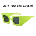 Modern oversized square sunglasses with fluorescent green frames and dark grey lenses - Green Frame Grey Lens