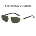 Gafas de sol cuadradas de media montura dorada con lentes en color gris verdoso - Montura Dorada Lentes Gris Verde