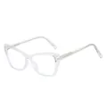 Cat eye glasses frame in transparent white with internal metal wire reinforcement - Transparent White