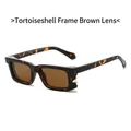 Retro-Sonnenbrille mit quadratischem Rahmen in Leopardenoptik und braunen Gläsern - Leoparden-Rahmen / Teebraune Gläser