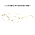 Polygonal geometric gold metal frame sunglasses with clear lenses for men and women - Gold Frame White Lens