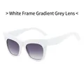 Fashionable square sunglasses with thick white frames and grey gradient lenses - White Frame Gradient Grey Lens