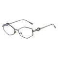 Polygonal sunglasses in gunmetal finish with clear lenses and geometric frame details - Gunmetal Frame Clear Lens