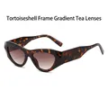 Retro cat-eye zonnebril met schildpadmontuur en bruine gradiënt lenzen voor dames - Luipaard Frame Gradiënt Thee Lenzen
