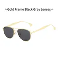 Classic aviator sunglasses with a slim gold metal frame and black grey polarized lenses - Gold Frame Black Grey