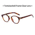 Lunettes rondes rétro en écaille de tortue avec pont en métal doré et verres clairs - Monture Demi Verres Transparents