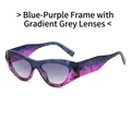 Cat eye zonnebril met blauw-paars kleurverloop montuur en grijze glazen - Blauw Paars Frame Grijze Verlooplenzen