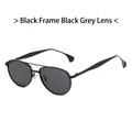 Classic aviator sunglasses with a slim black metal frame and dark grey tinted lenses - Black Frame Black Grey Lens