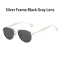 Classic silver metal frame aviator sunglasses with dark grey high-definition lenses - Silver Frame Black Grey Lens