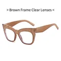 Chic tea brown square sunglasses with geometric carving and clear lenses for women - Tea Frame Clear Lens