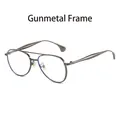 Classic double bridge gunmetal aviator glasses with anti-blue light metal frames - Gunmetal Frame