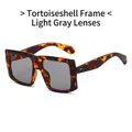 Retro oversized square sunglasses featuring tortoiseshell frames and light grey lenses - Demi Frame Light Grey Lens