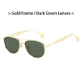 Classic aviator sunglasses with gold metal frame and dark green lenses for men - Gold Frame Dark Green Lenses