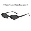 Gafas de sol ovaladas retro con montura negra y lentes gris oscuro de estilo minimalista - Montura Negra Lentes Gris Negro
