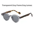 Gafas de sol redondas TR90 con montura gris transparente y patillas de carey - Montura gris translúcida Lente gris