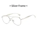 Classic aviator sunglasses with silver metal double bridge frame and clear lenses - Silver Frame