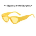 Lunettes de soleil rétro cat eye punk avec monture jaune et verres jaunes audacieux - Monture Jaune Verres Jaunes