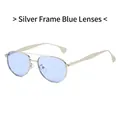 Lunettes de soleil aviateur avec monture en métal argenté et verres bleu clair - Monture Argent Verres Bleus