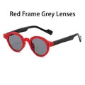 Gafas de sol retro TR90 con montura redonda roja vibrante y lentes gris oscuro chic - Montura Roja Lente Gris