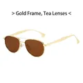 Lunettes de soleil aviateur classiques avec monture en métal doré et verres teintés thé - Monture Dorée Verres Ambrés