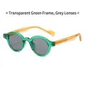 Gafas de sol redondas retro con montura verde transparente y patillas ámbar - Montura verde translúcida Lente gris