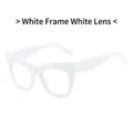 Modern square frame sunglasses with thick temples in white color with white lenses - White Frame White Lens