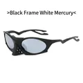 Gafas de sol deportivas polarizadas con montura negra y lentes de espejo plateado - Montura Negra Espejo Plateado