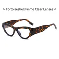 Lunettes de soleil rétro œil-de-chat en écailles avec verres clairs - Monture Demi Verres Transparents