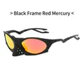 Gafas de sol deportivas polarizadas con montura negra y lentes de espejo rojo mercurio - Montura Negra Lentes Espejadas Rojas