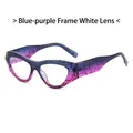 Lunettes œil de chat avec monture dégradée bleu-violet à motif tigre et verres clairs - Monture Bleu-Violet Verres Transparents