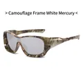 Occhiali da sole sportivi con montatura mimetica jungle e lenti a specchio argento - Montatura Camouflage Specchio Bianco