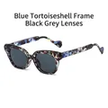 Lunettes de soleil écaille bleue avec verres gris et branches ondulées chic - Monture Écaille Bleue Verres Gris