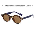 Gafas de sol redondas retro carey con lentes de té y patillas azul oscuro - Montura de Carey Lente Té
