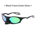 Polarized cycling sunglasses featuring black frames and green mirrored lenses - Black Frame Green Mirror Lens