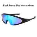 Occhiali da sole sportivi con montatura nera opaca e lenti a specchio blu polarizzate - Montatura Nera Lenti a Specchio Blu
