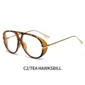 Occhiali aviator retrò oversize con montura tartarugata tè e aste in metallo dorato C2 - Montatura Tartarugata Tè