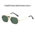 Retro gold metal sunglasses with octagonal dark green lenses and double bridge frame - Gold Frame Dark Green Lenses