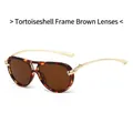 Classic tortoise shell aviator sunglasses with tea lenses and gold metal temples - Tortoiseshell Frame Tea Lens
