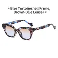 Lunettes de soleil rétro à monture écaillée bleue et verres dégradés thé bleu - Monture Écaille Bleue Verres Thé Bleu