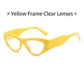 Lunettes de soleil rétro punk avec monture jaune épaisse et verres blancs clairs - Monture Jaune Verres Transparents