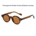 Gafas de sol redondas TR90 con montura té transparente y patillas de diamantes - Montura Té Transparente Lentes Té