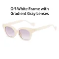 Lunettes de soleil œil de chat, monture crème, verres dégradés gris et branches - Monture Beige Verres Gris Dégradé