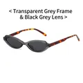 Retro oval sunglasses with transparent grey frames and leopard print temples - Transparent Grey Frame Grey Lens