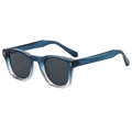 Retro square gradient blue sunglasses for men with silver metal arrow rivet accents - Transparent Green Frame Dark Lens