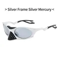Outdoor polarized sports sunglasses with silver frames and white mercury lenses - Silver Frame White Mirror Lens
