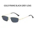 Rectangle sunglasses with gold metal frame and dark grey lenses for fashion - Gold Frame Black Grey