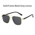 Ultralight aviator sunglasses with gold frame, dark grey lenses, and stripe detail - Gold Frame Black Grey